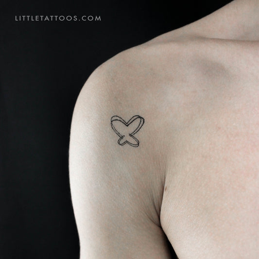 Double Heart Butterfly Temporary Tattoo - Set of 3