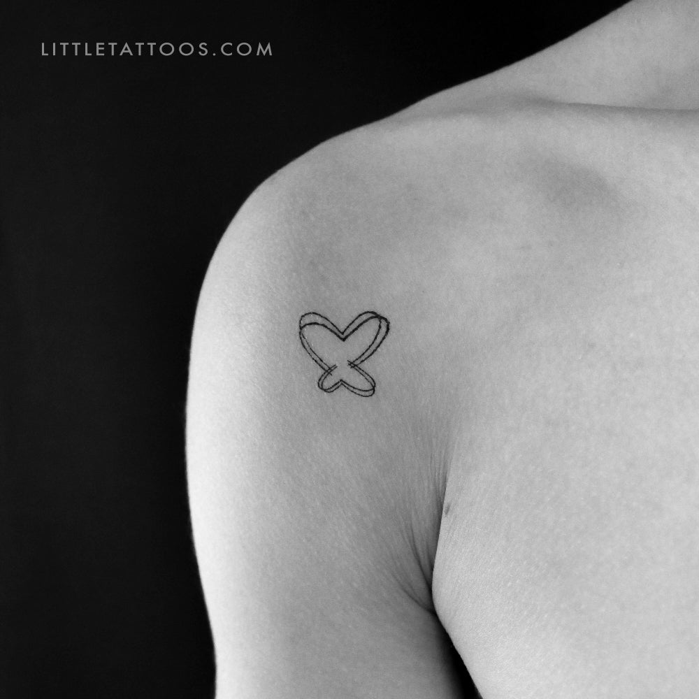 Double Heart Butterfly Temporary Tattoo - Set of 3
