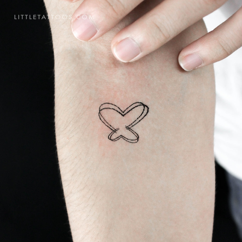 Double Heart Butterfly Temporary Tattoo - Set of 3
