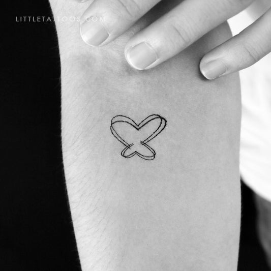 Double Heart Butterfly Temporary Tattoo - Set of 3