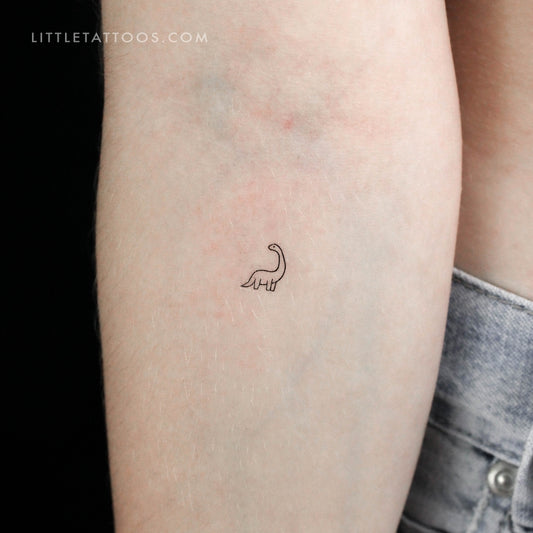 Tiny Brontosaurus Temporary Tattoo - Set of 3