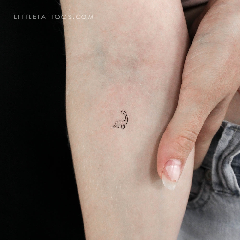 Tiny Brontosaurus Temporary Tattoo - Set of 3