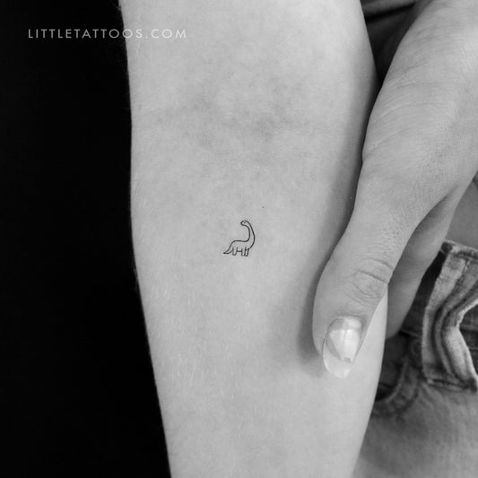 Tiny Brontosaurus Temporary Tattoo - Set of 3