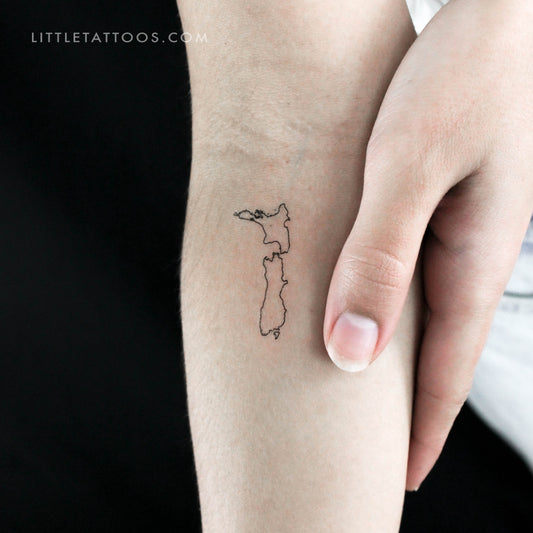 New Zealand Map Outline Temporary Tattoo - Set of 3