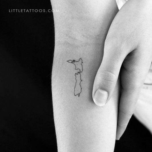 New Zealand Map Outline Temporary Tattoo - Set of 3
