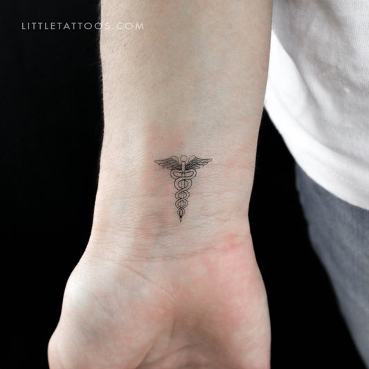 Tatuaje temporal de caduceo pequeño (juego de 3)