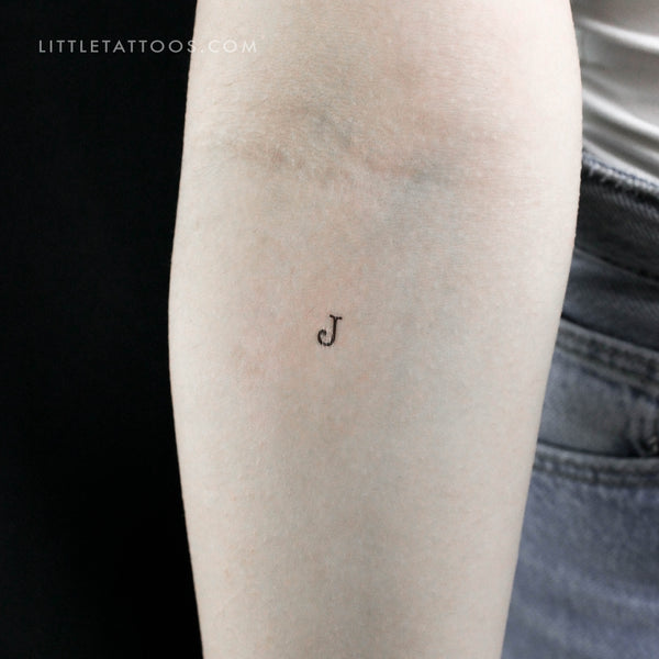 J Uppercase Typewriter Letter Temporary Tattoo - Set of 3