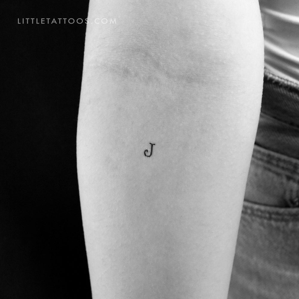 J Uppercase Typewriter Letter Temporary Tattoo - Set of 3