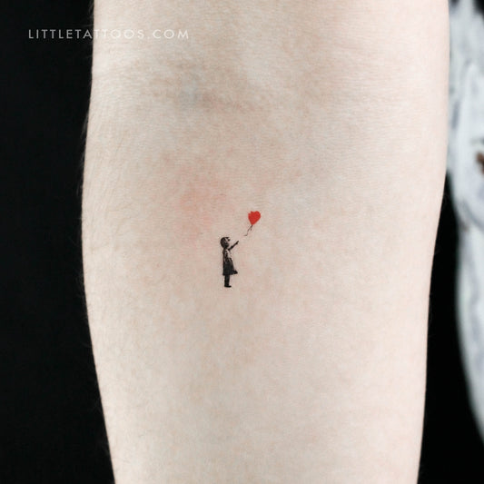 Tatuaje temporal de niña con globo - Juego de 3