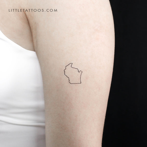 Wisconsin Map Outline Temporary Tattoo - Set of 3