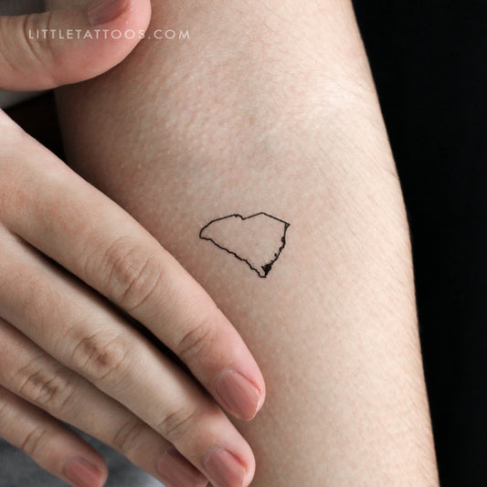 Tatuaje temporal del contorno del mapa de Carolina del Sur (juego de 3)