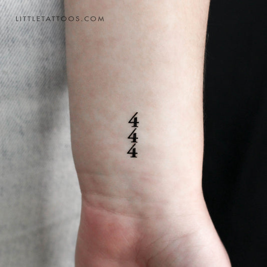 Vertical 444 Temporary Tattoo - Set of 3