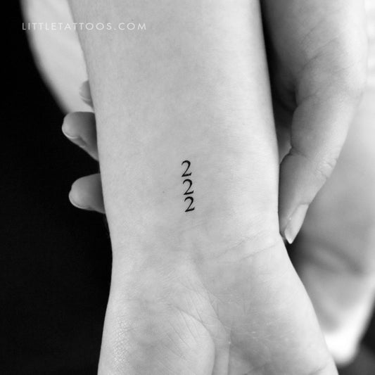 Small 222 Vertical Temporary Tattoo - Set of 3