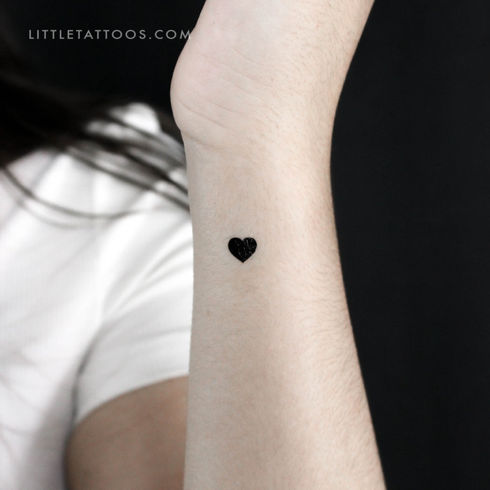 Tatuaje temporal de corazón negro pequeño - Juego de 3