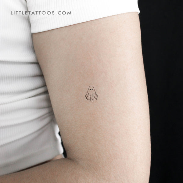 Small Fine Line Ghost Temporary Tattoo - Set of 3