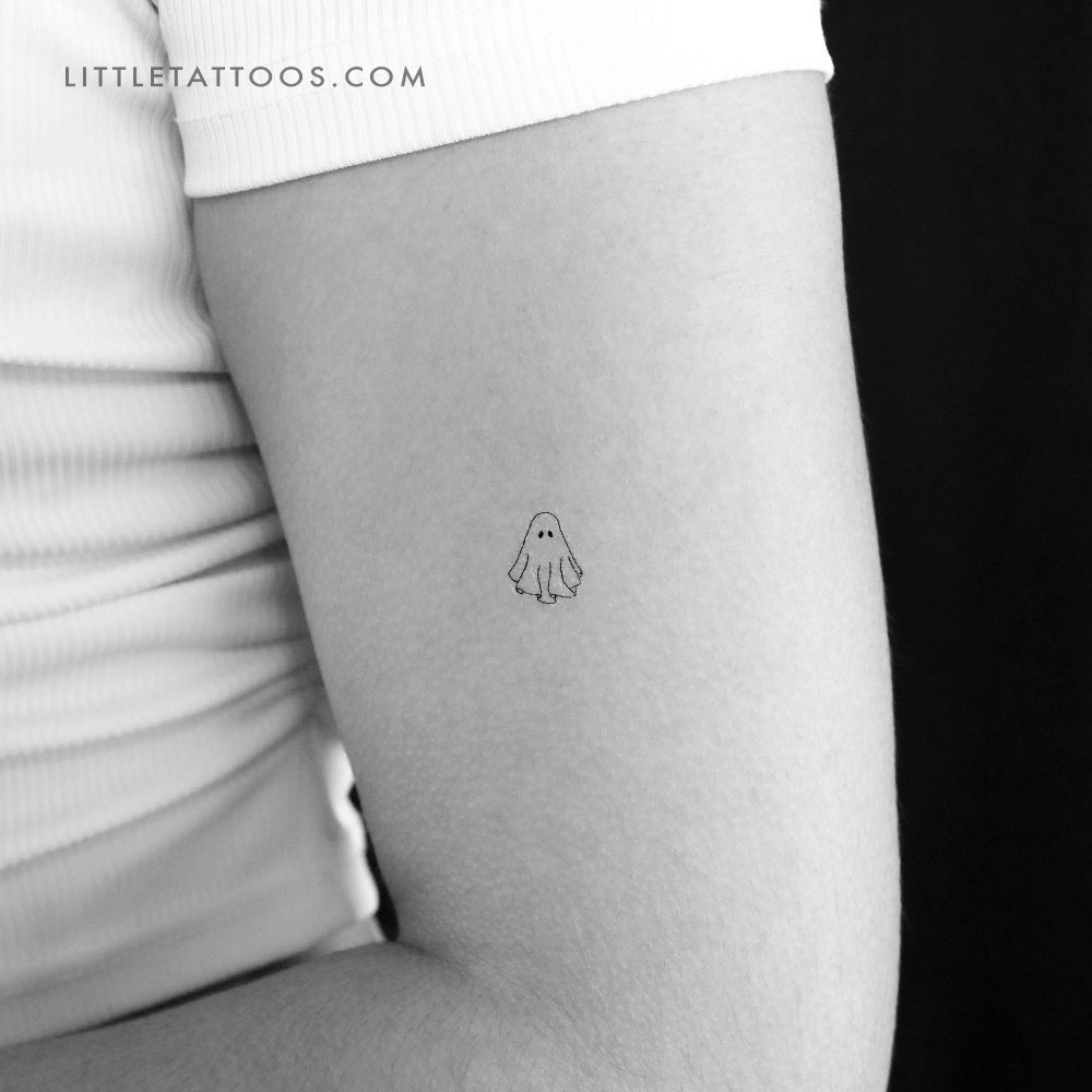 Tatuaje temporal de fantasma de línea fina pequeña - Juego de 3