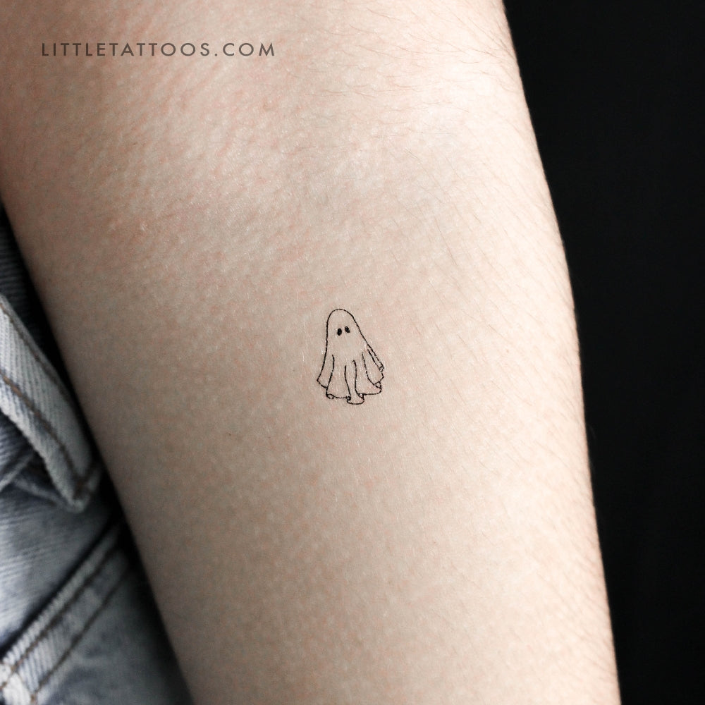Tatuaje temporal de fantasma de línea fina pequeña - Juego de 3
