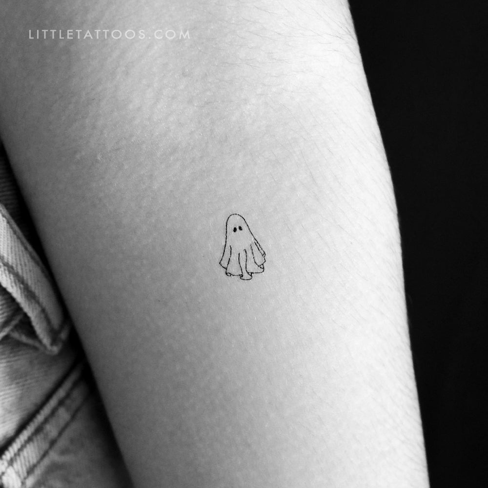 Tatuaje temporal de fantasma de línea fina pequeña - Juego de 3