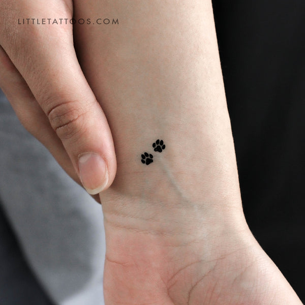 Tiny Dog Paw Couple Temporary Tattoo - Set of 3