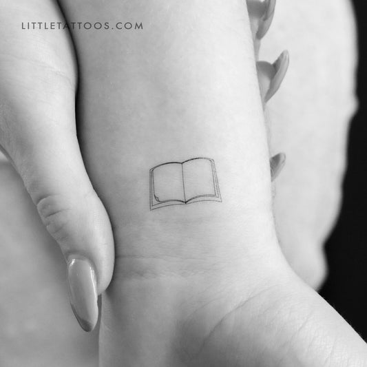 Tatuaje temporal de libro minimalista - Juego de 3