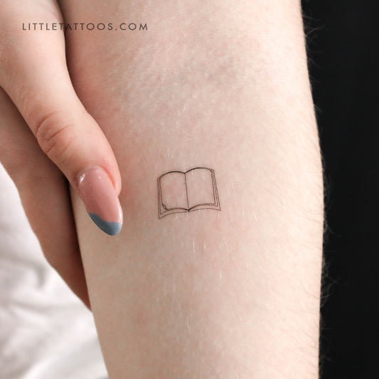 Tatuaje temporal de libro minimalista - Juego de 3