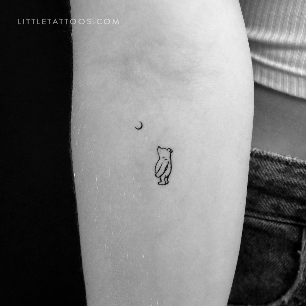 Pooh Bear And Moon Temporary Tattoo - Set of 3