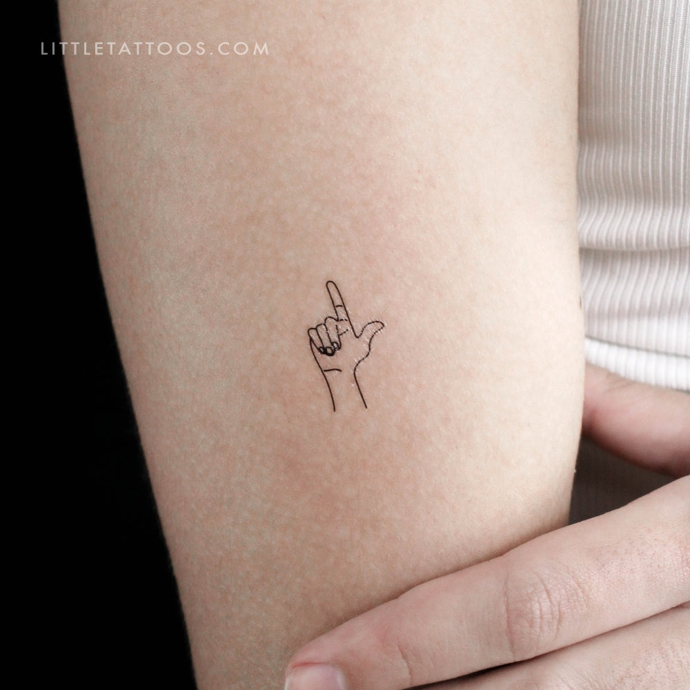 Tatuaje temporal en lenguaje de señas L - Juego de 3