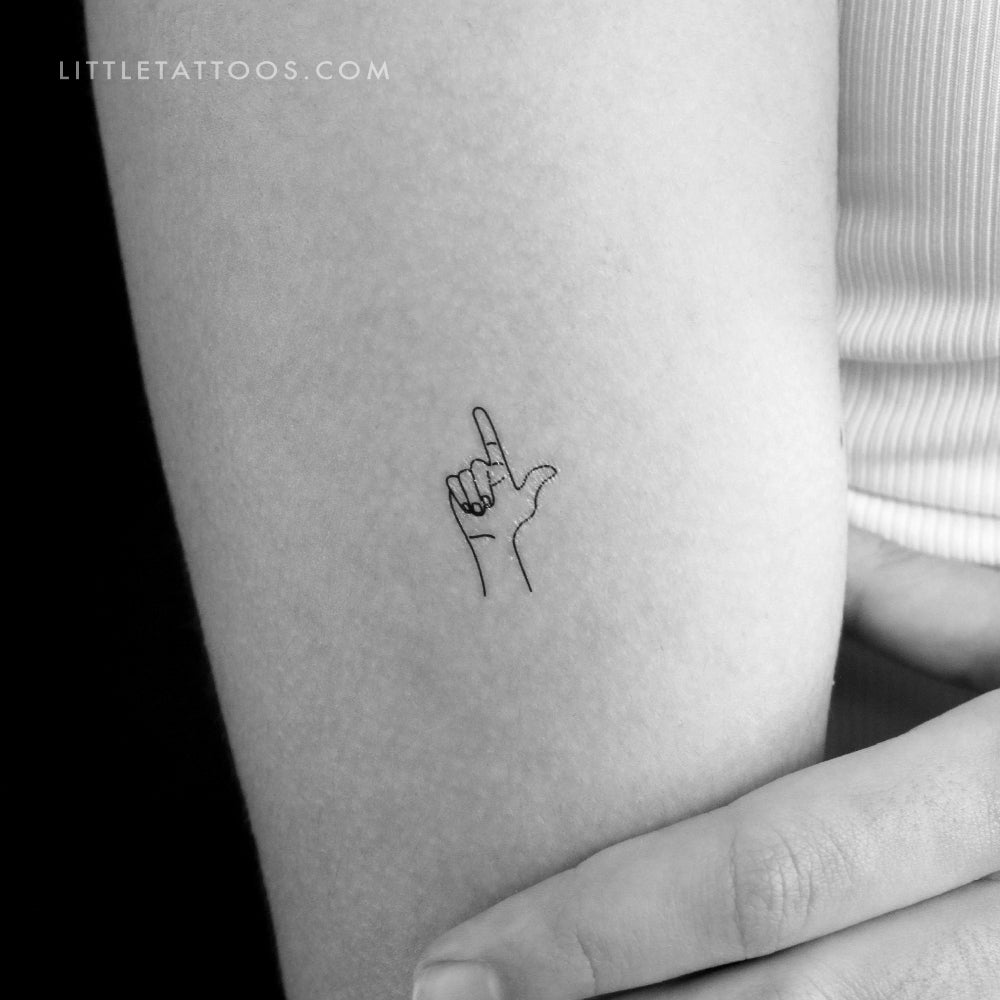 Tatuaje temporal en lenguaje de señas L - Juego de 3