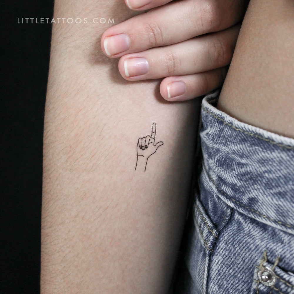 Tatuaje temporal en lenguaje de señas L - Juego de 3