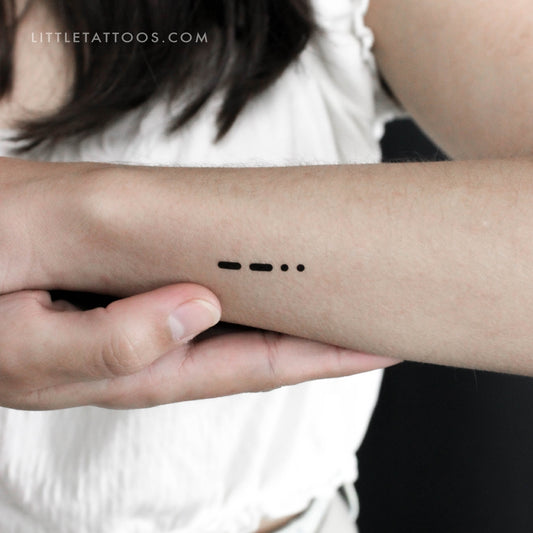 Morse Code Z Temporary Tattoo - Set of 3