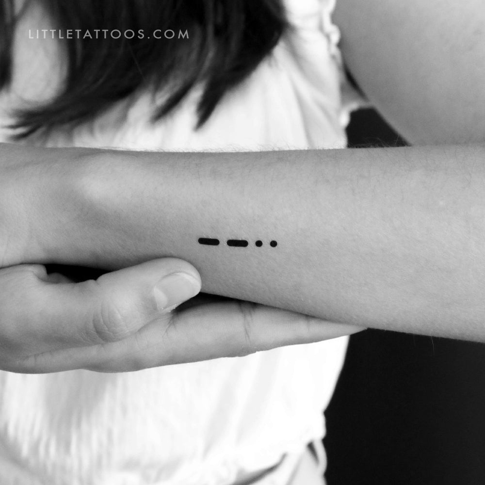 Morse Code Z Temporary Tattoo - Set of 3
