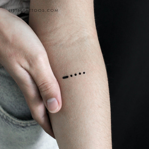 Morse Code 6 Temporary Tattoo - Set of 3