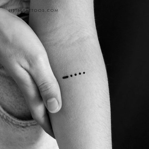 Morse Code 6 Temporary Tattoo - Set of 3