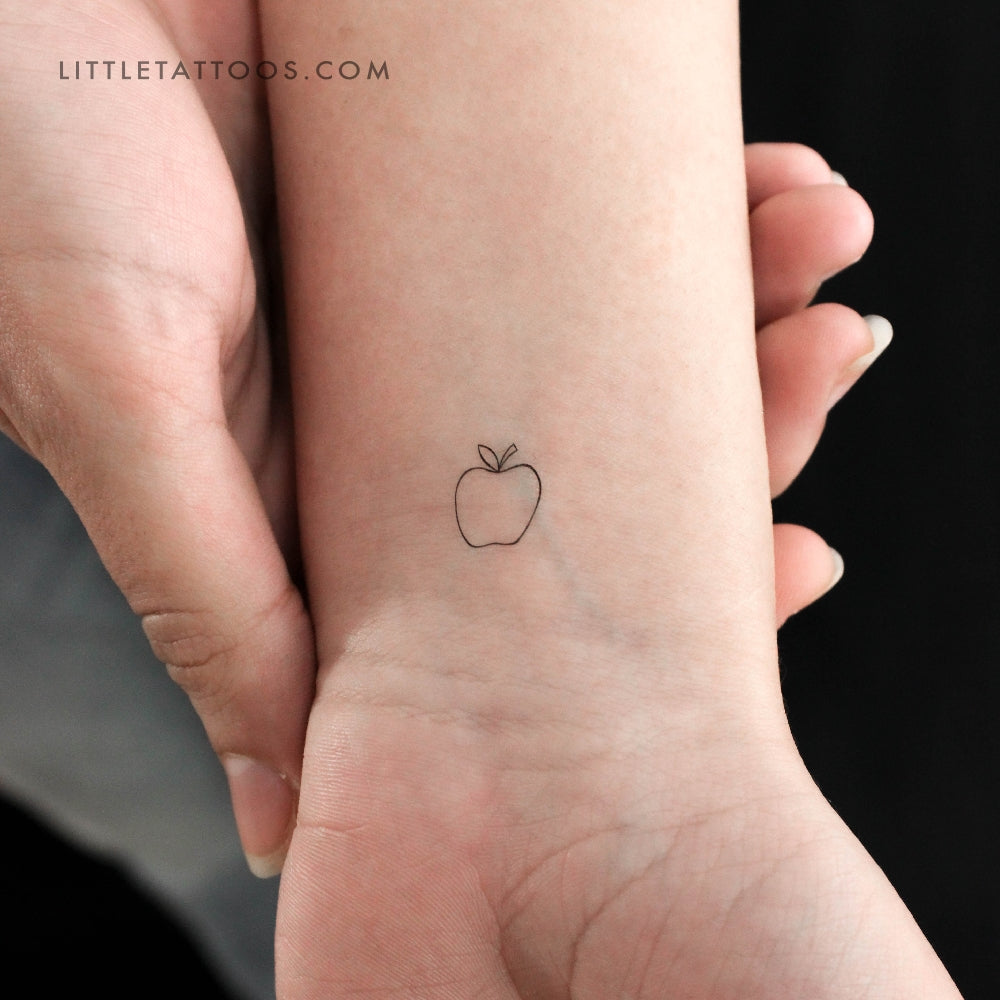 Tiny Minimalist Apple Temporary Tattoo - Set of 3