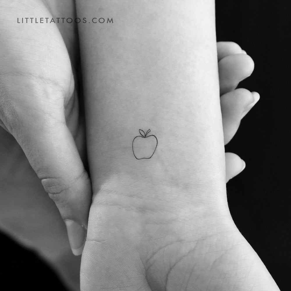 Tiny Minimalist Apple Temporary Tattoo - Set of 3
