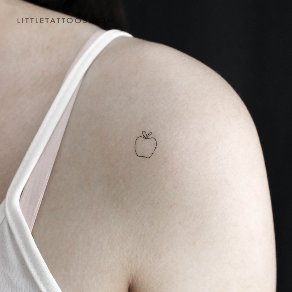 Tiny Minimalist Apple Temporary Tattoo - Set of 3