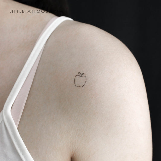 Tiny Minimalist Apple Temporary Tattoo - Set of 3