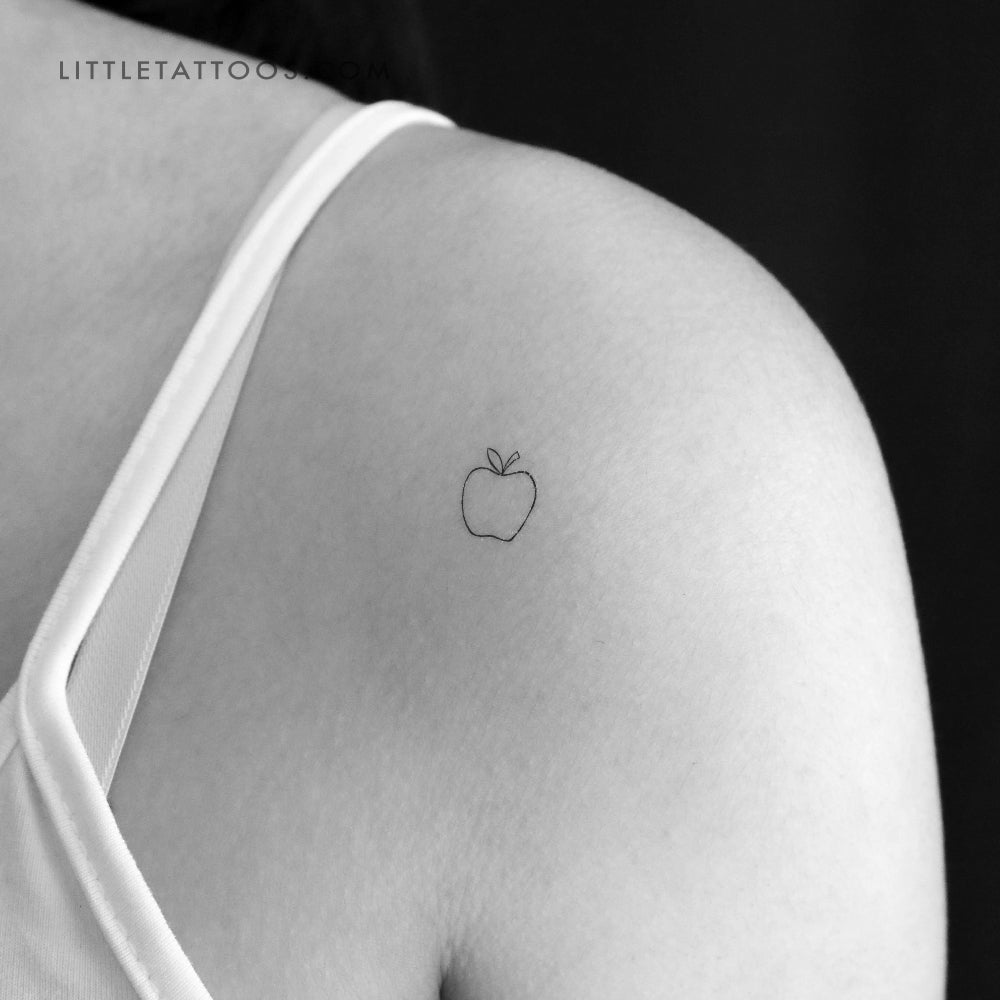 Tiny Minimalist Apple Temporary Tattoo - Set of 3
