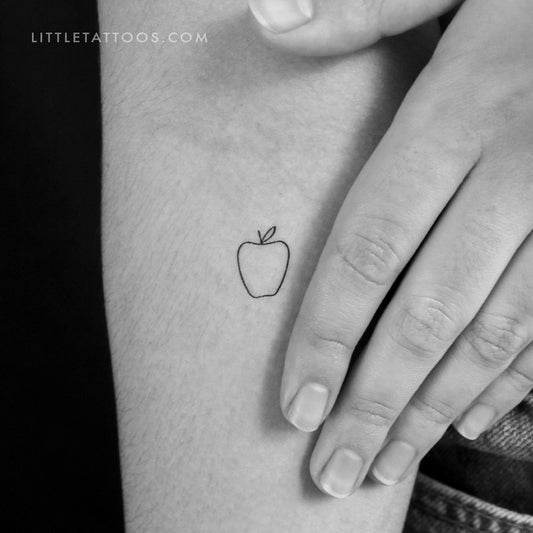 Tatuaje temporal minimalista de manzana - Juego de 3