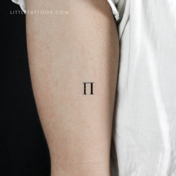 Uppercase Pi Temporary Tattoo - Set of 3