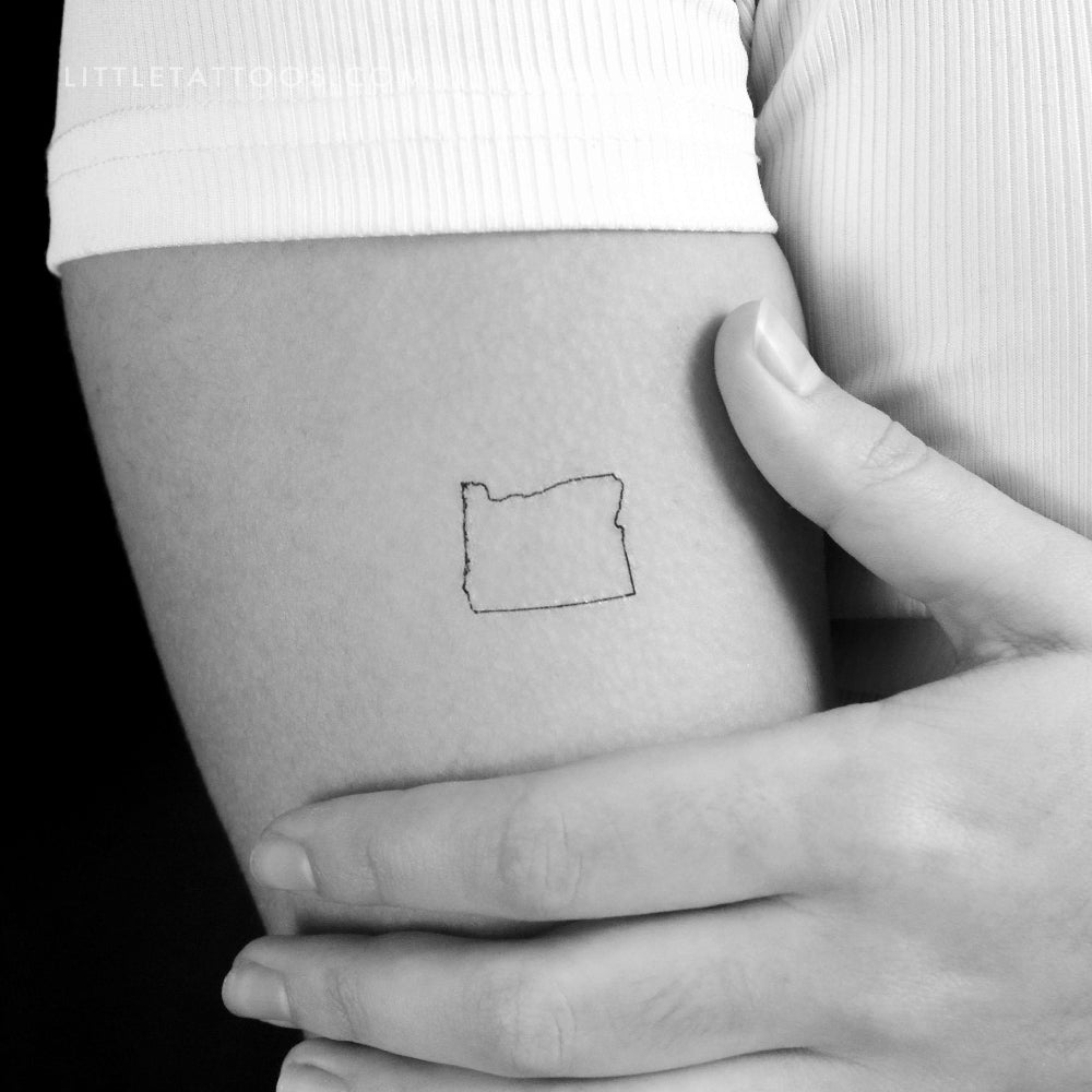 Oregon Map Outline Temporary Tattoo - Set of 3