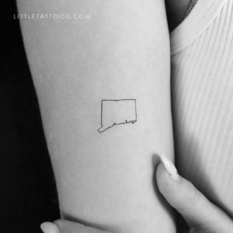 Connecticut Map Outline Temporary Tattoo - Set of 3