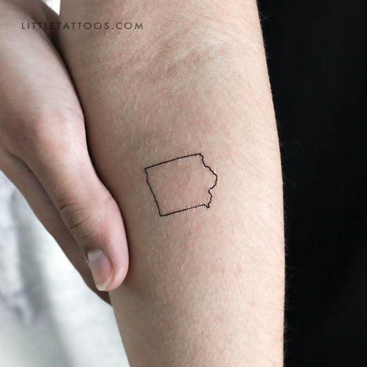 Iowa Map Outline Temporary Tattoo - Set of 3