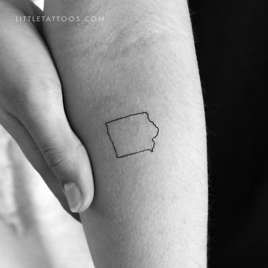 Iowa Map Outline Temporary Tattoo - Set of 3