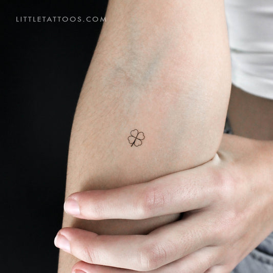 Fine Line Four Leaf Clover Temporary Tattoo - Set of 3