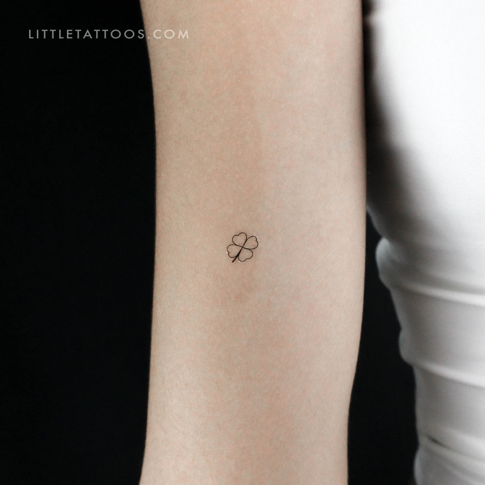 Fine Line Four Leaf Clover Temporary Tattoo - Set of 3
