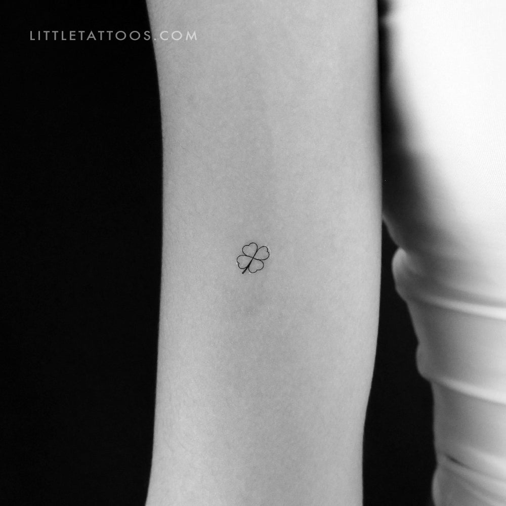 Fine Line Four Leaf Clover Temporary Tattoo - Set of 3