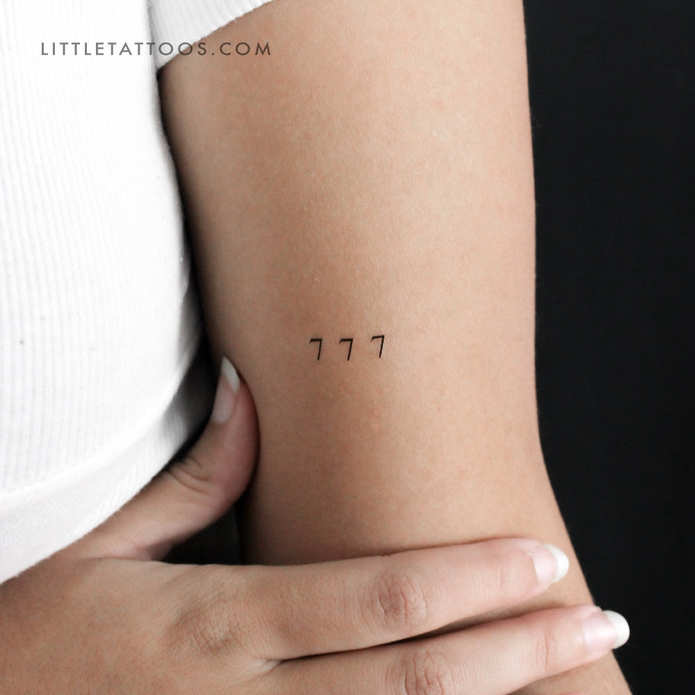 Tatuaje temporal del número angelical 777 (juego de 3)