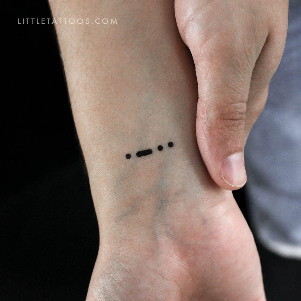 Morse Code L Temporary Tattoo - Set of 3