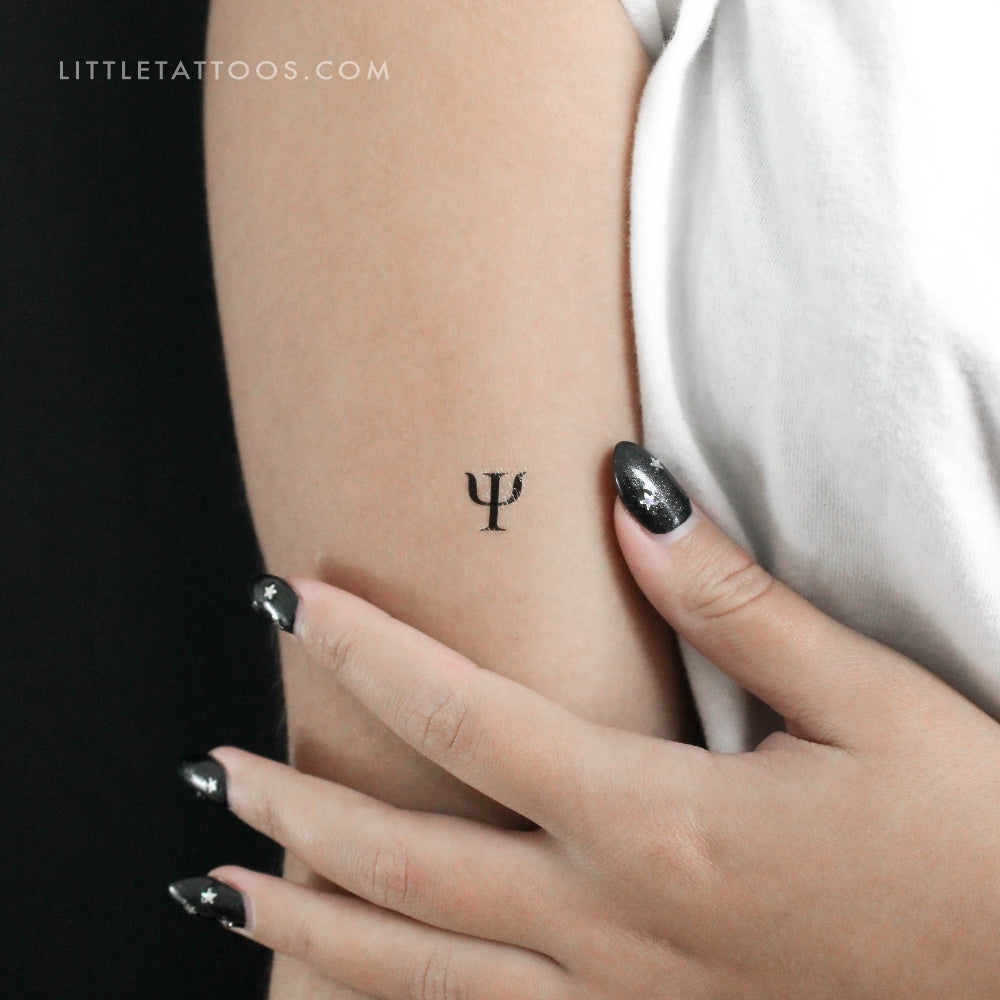 Uppercase Psi Temporary Tattoo - Set of 3